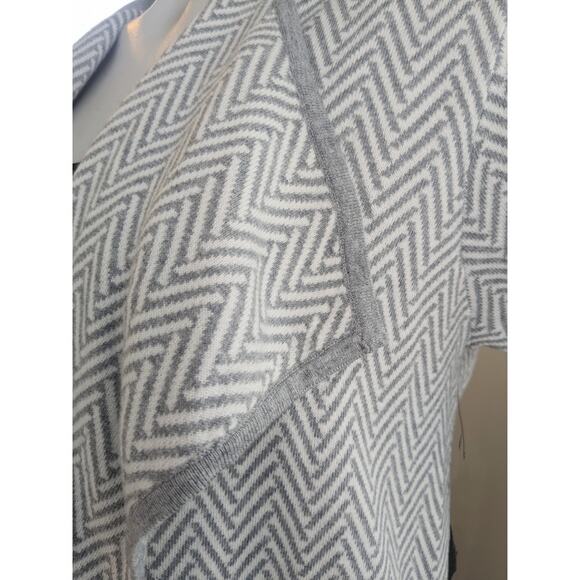 Vince Camuto Cardigan Sweater XL Gray Herringbone Open Front Cotton Draped NEW - Picture 7 of 12